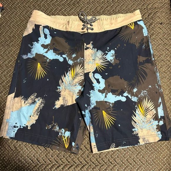 Tropical Tie Dye Men's Swim Trunks Large Board Shorts Palms Marble - Picture 5 of 13